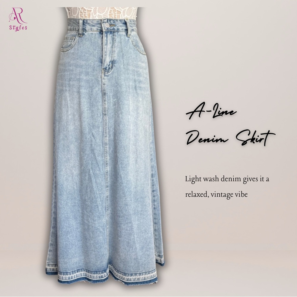 NWT Light Wash Denim A-Line Skirt